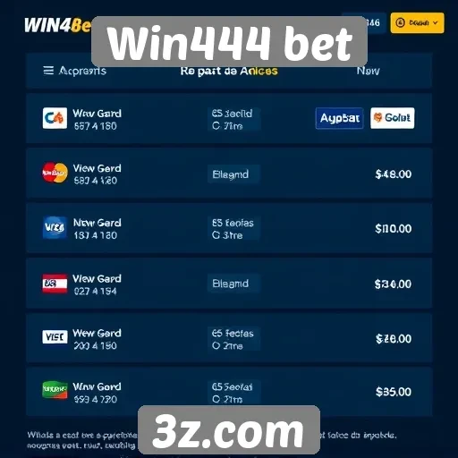 Opções de pagamento disponíveis na Win444 bet